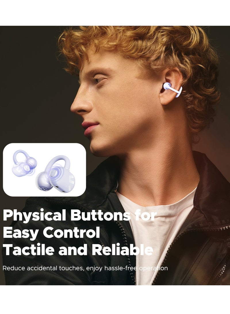SoundPEATS - POP Clip Open Ear Earbuds, Bluetooth 5.4 Clip-On Headphones, Lightweight Comfort, AI Call Noise Cancellation with Dual Connection, Immersive Audio Wireless Earbuds, 30H, IPX5, App Control purple - Image 1