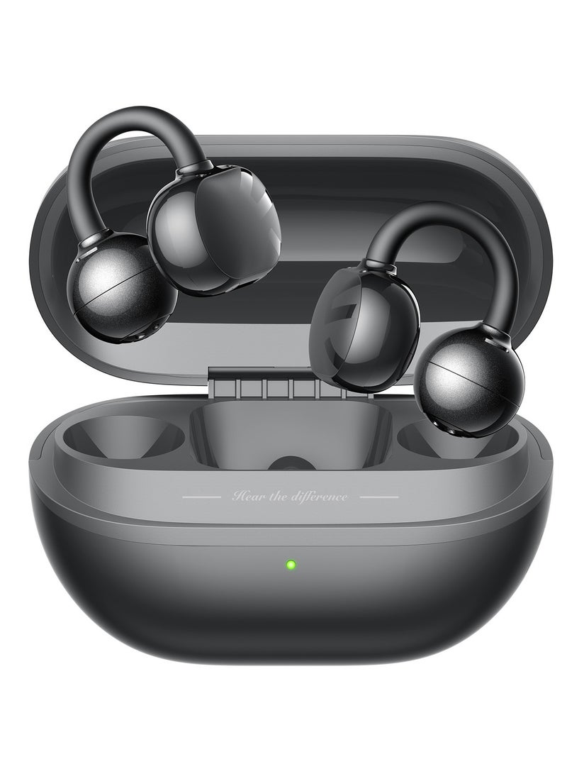 SoundPEATS POP Clip Open Ear Earbuds, Bluetooth 5.4 Clip-On Headphones, Lightweight Comfort, AI Call Noise Cancellation with Dual Connection, Immersive Audio Wireless Earbuds, 30H, IPX5, App Control black  - Image 1
