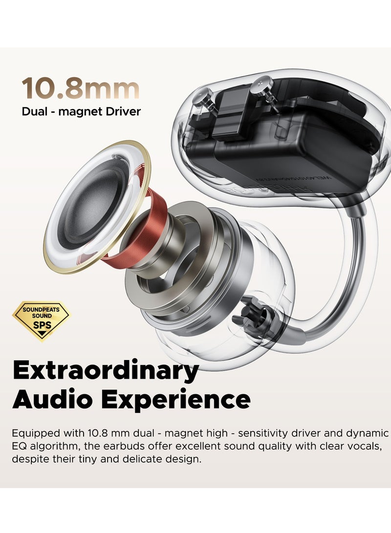 SoundPEATS POP Clip Open Ear Earbuds, Bluetooth 5.4 Clip-On Headphones, Lightweight Comfort, AI Call Noise Cancellation with Dual Connection, Immersive Audio Wireless Earbuds, 30H, IPX5, App Control black  - Image 3