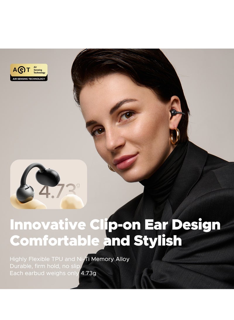 SoundPEATS POP Clip Open Ear Earbuds, Bluetooth 5.4 Clip-On Headphones, Lightweight Comfort, AI Call Noise Cancellation with Dual Connection, Immersive Audio Wireless Earbuds, 30H, IPX5, App Control black  - Image 2