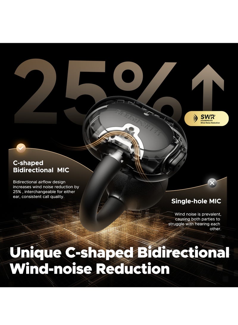 SoundPEATS POP Clip Open Ear Earbuds, Bluetooth 5.4 Clip-On Headphones, Lightweight Comfort, AI Call Noise Cancellation with Dual Connection, Immersive Audio Wireless Earbuds, 30H, IPX5, App Control black  - Image 4