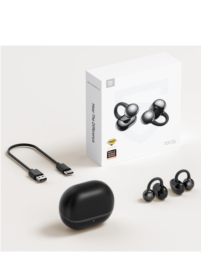 SoundPEATS - POP Clip Open Ear Earbuds, Bluetooth 5.4 Clip-On Headphones, Lightweight Comfort, AI Call Noise Cancellation with Dual Connection, Immersive Audio Wireless Earbuds, 30H, IPX5, App Control black - Image 1