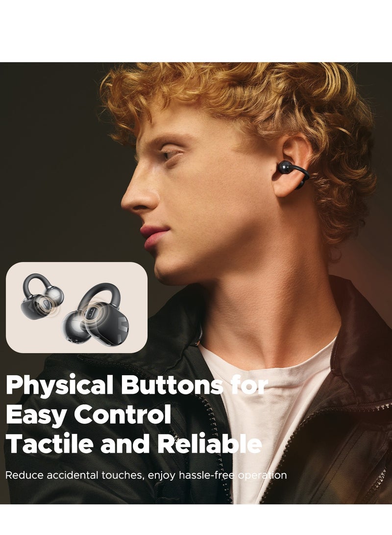 SoundPEATS - POP Clip Open Ear Earbuds, Bluetooth 5.4 Clip-On Headphones, Lightweight Comfort, AI Call Noise Cancellation with Dual Connection, Immersive Audio Wireless Earbuds, 30H, IPX5, App Control black - Image 1