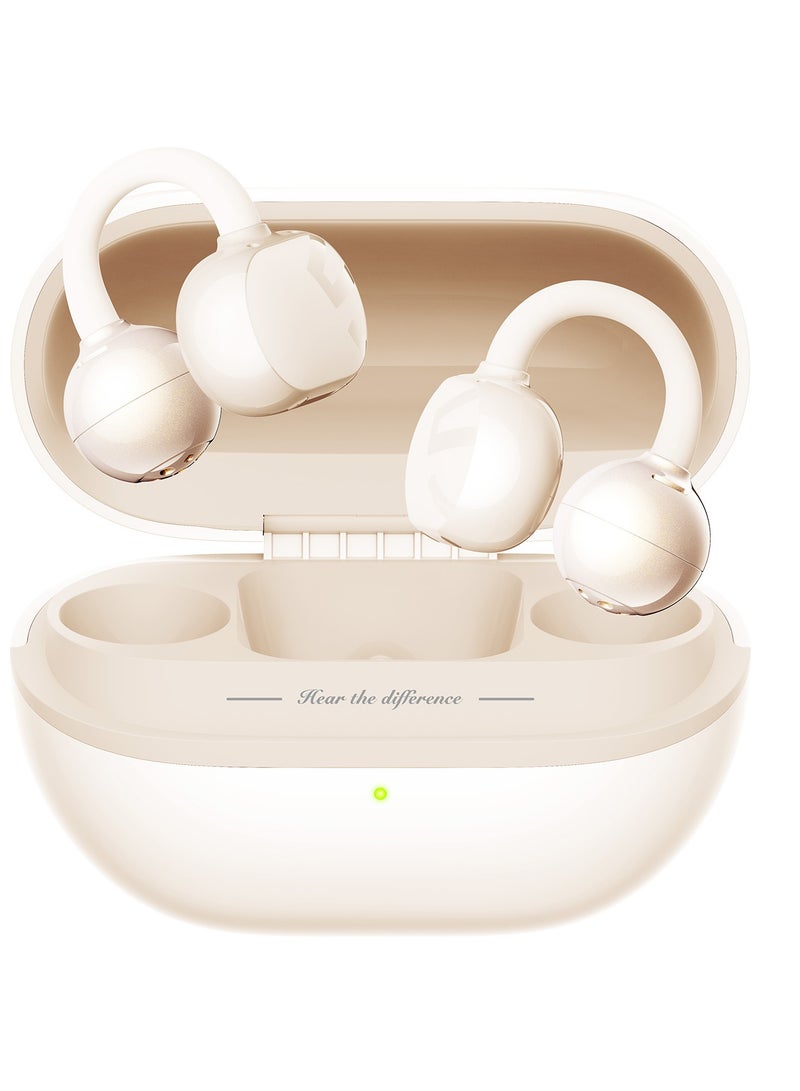 SoundPEATS POP Clip Open Ear Earbuds, Bluetooth 5.4 Clip-On Headphones, Lightweight Comfort, AI Call Noise Cancellation with Dual Connection, Immersive Audio Wireless Earbuds, 30H, IPX5, App Control beige  - Image 1