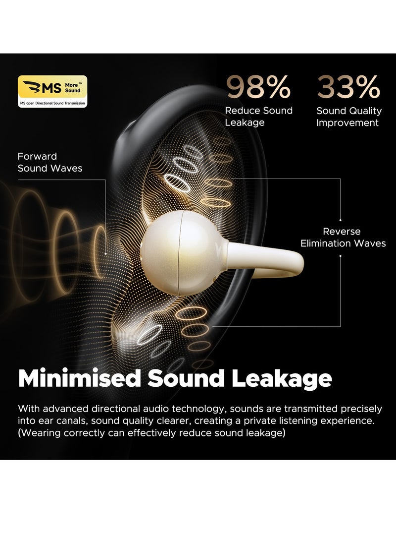 SoundPEATS - POP Clip Open Ear Earbuds, Bluetooth 5.4 Clip-On Headphones, Lightweight Comfort, AI Call Noise Cancellation with Dual Connection, Immersive Audio Wireless Earbuds, 30H, IPX5, App Control beige - Image 1