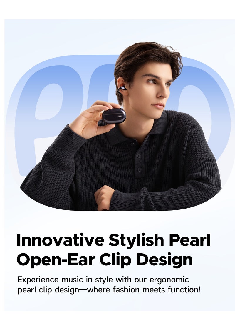 SoundPEATS PearlClip Pro Open-Ear Earbuds, Bluetooth 5.4 Clip On Headphones, IPX5 Waterproof, Wireless Earbuds with 24 Hours Playtime, APP Control for Running/Cycling/Fitness black  - Image 2