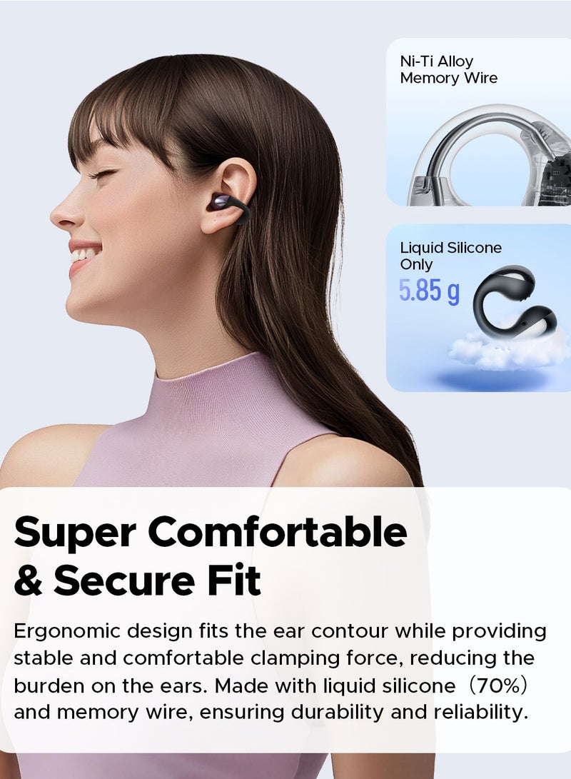 SoundPEATS PearlClip Pro Open-Ear Earbuds, Bluetooth 5.4 Clip On Headphones, IPX5 Waterproof, Wireless Earbuds with 24 Hours Playtime, APP Control for Running/Cycling/Fitness black  - Image 5