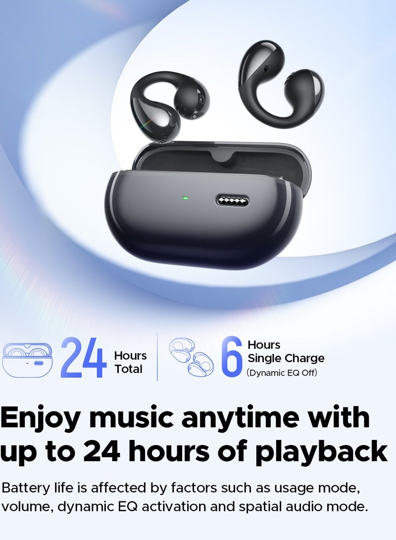 PearlClip Pro Open-Ear Earbuds, Bluetooth 5.4 Clip On Headphones, IPX5 Waterproof, Wireless Earbuds with 24 Hours Playtime, APP Control for Running/Cycling/Fitness black
