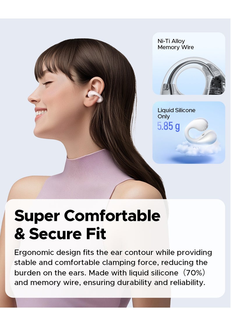 SoundPEATS PearlClip Pro Open-Ear Earbuds, Bluetooth 5.4 Clip On Headphones, IPX5 Waterproof, Wireless Earbuds with 24 Hours Playtime, APP Control for Running/Cycling/Fitness white  - Image 5
