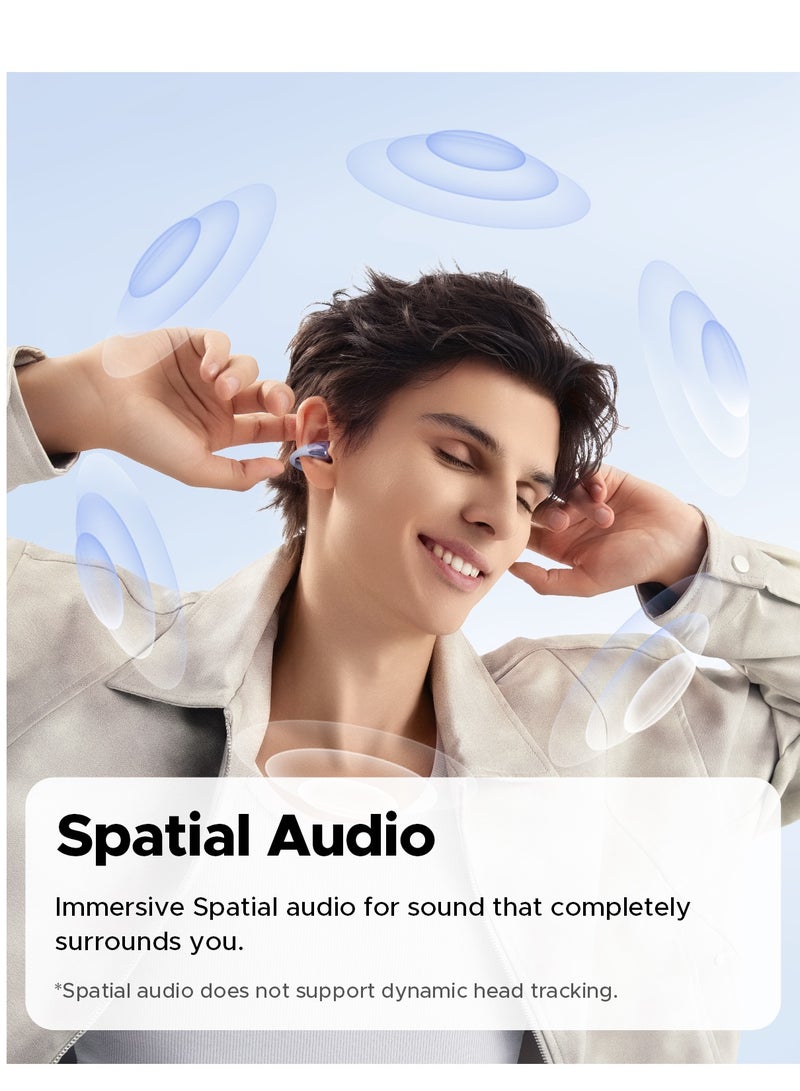 SoundPEATS PearlClip Pro Open-Ear Earbuds, Bluetooth 5.4 Clip On Headphones, IPX5 Waterproof, Wireless Earbuds with 24 Hours Playtime, APP Control for Running/Cycling/Fitness purple  - Image 4