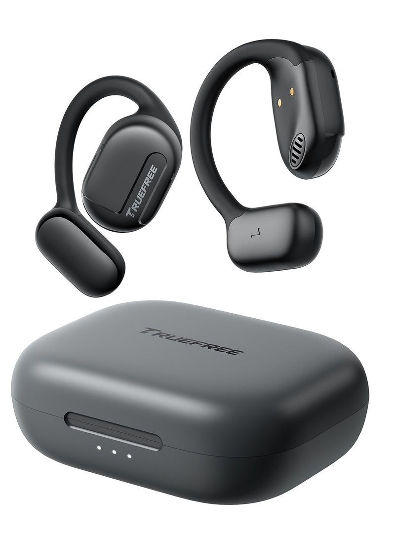 SoundPEATS Truefree Open Ear Bluetooth 5.3 Headphones, Wireless Sports Headphones, ENC Noise Cancelling, 3D Stereo Sound via 16.2 mm Driver, 45 Hours of Playback, 4 mics Black) black  - Image 1