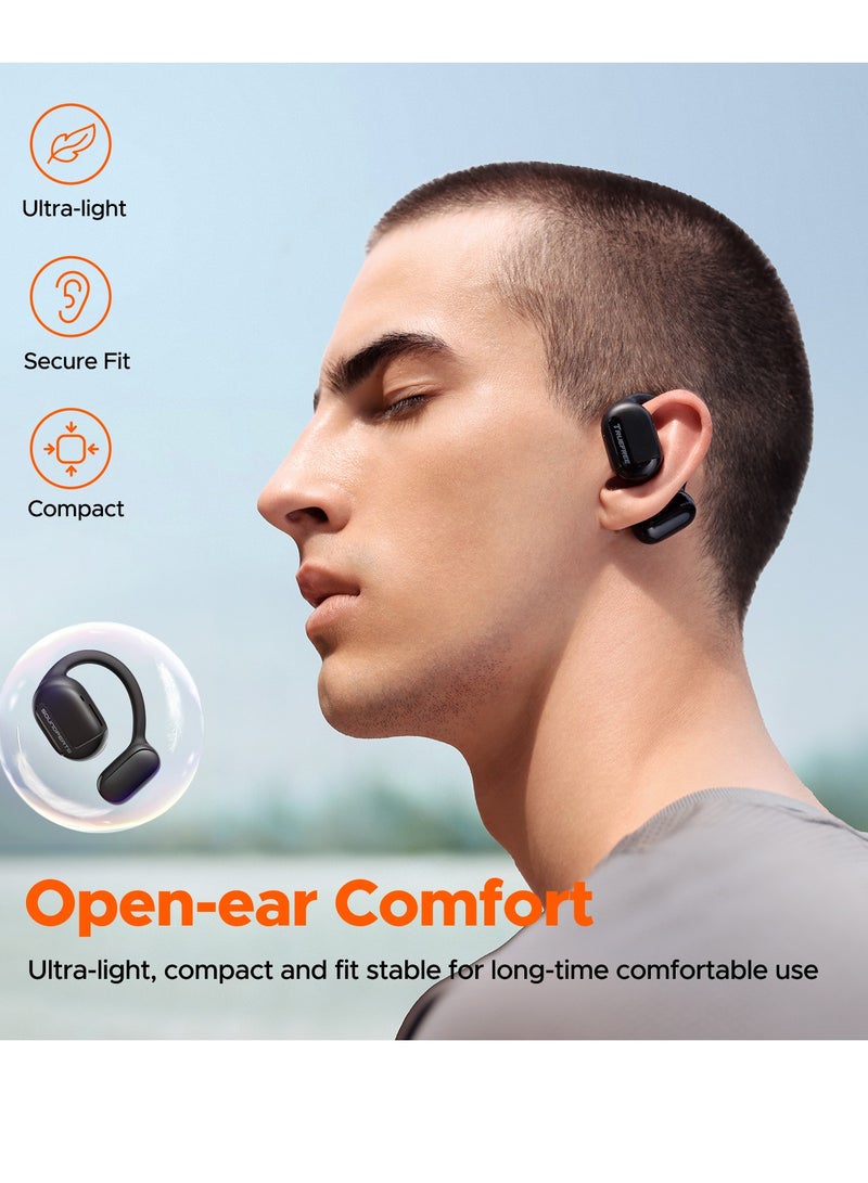SoundPEATS Truefree Open Ear Bluetooth 5.3 Headphones, Wireless Sports Headphones, ENC Noise Cancelling, 3D Stereo Sound via 16.2 mm Driver, 45 Hours of Playback, 4 mics Black) black  - Image 2