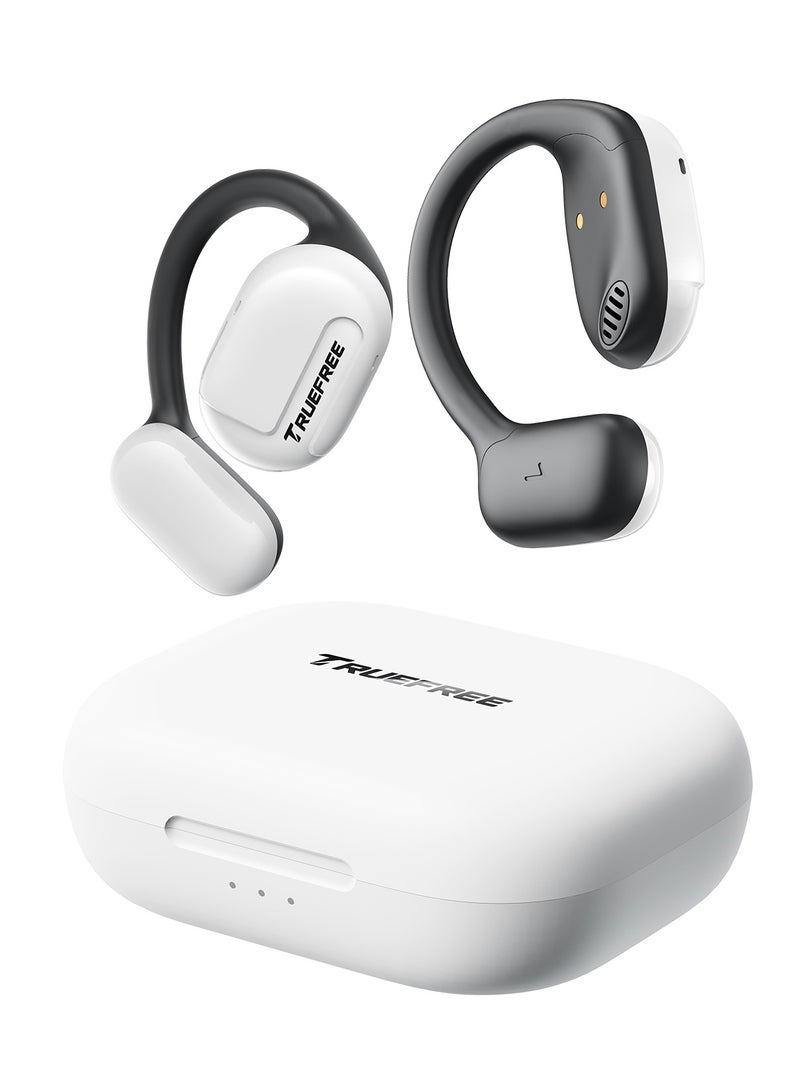 SoundPEATS Truefree Open Ear Bluetooth 5.3 Headphones, Wireless Sports Headphones, ENC Noise Cancelling, 3D Stereo Sound via 16.2 mm Driver, 45 Hours of Playback, 4 mics Black) white  - Image 1