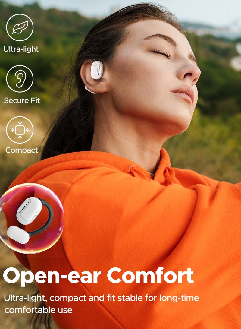 SoundPEATS Truefree Open Ear Bluetooth 5.3 Headphones, Wireless Sports Headphones, ENC Noise Cancelling, 3D Stereo Sound via 16.2 mm Driver, 45 Hours of Playback, 4 mics Black) white  - Image 2