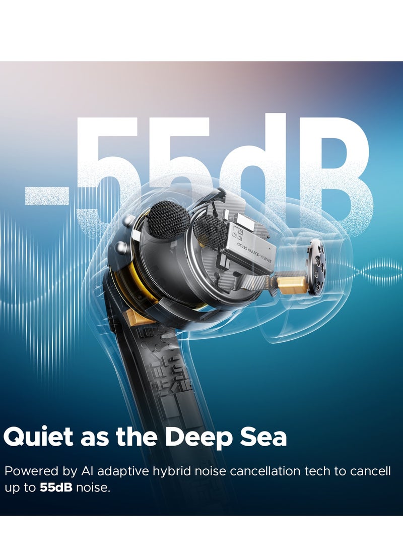 SoundPEATS Air5 Pro Wireless Earphones 55dB Noise Cancelling QCC3091 LDAC/aptX Lossless Hi-Res Snapdragon Sound Compatible Bluetooth 5.4 Lossless Sound Quality Multi-point / Hybrid ANC/ External Sound Intake Mode / 6-mic AI Calls / Dedicated App / IPX5 Waterproof [VGP 2025 Gold Award] black  - Image 4