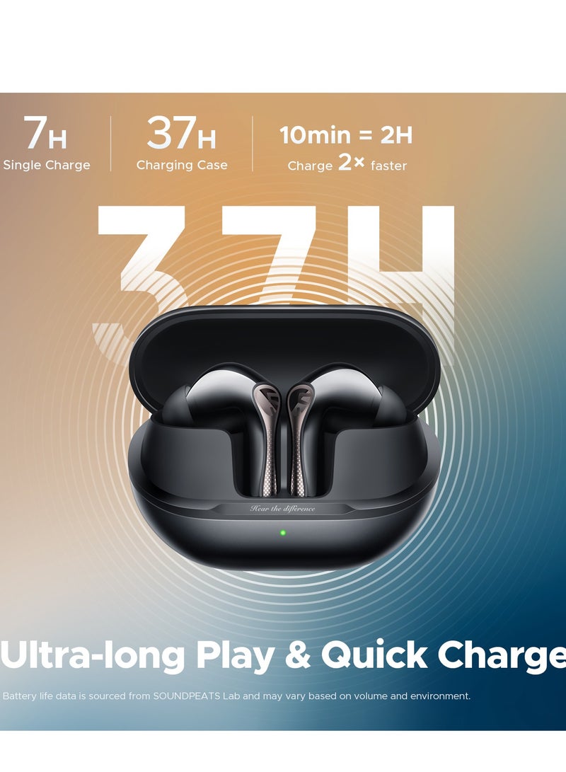 SoundPEATS - Air5 Pro Wireless Earphones 55dB Noise Cancelling QCC3091 LDAC/aptX Lossless Hi-Res Snapdragon Sound Compatible Bluetooth 5.4 Lossless Sound Quality Multi-point / Hybrid ANC/ External Sound Intake Mode / 6-mic AI Calls / Dedicated App / IPX5 Waterproof [VGP 2025 Gold Award] black - Image 1