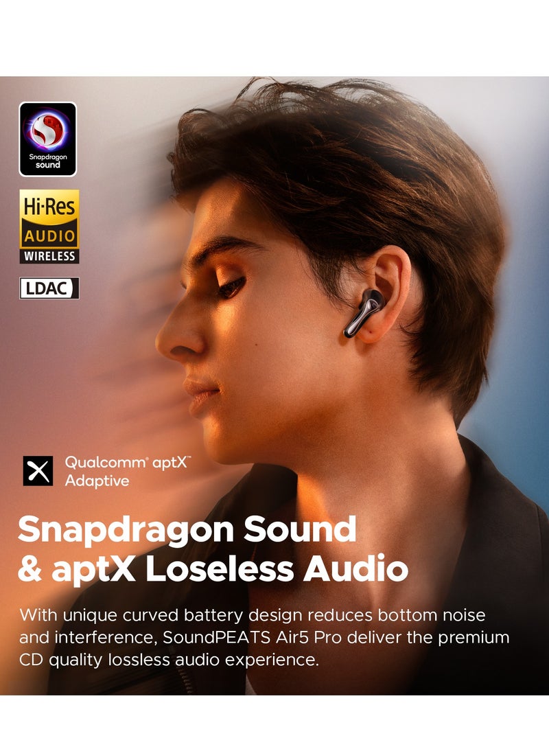 SoundPEATS Air5 Pro Wireless Earphones 55dB Noise Cancelling QCC3091 LDAC/aptX Lossless Hi-Res Snapdragon Sound Compatible Bluetooth 5.4 Lossless Sound Quality Multi-point / Hybrid ANC/ External Sound Intake Mode / 6-mic AI Calls / Dedicated App / IPX5 Waterproof [VGP 2025 Gold Award] black  - Image 3