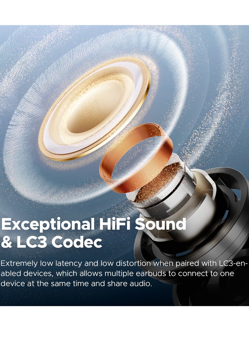 SoundPEATS - Air5 Pro Wireless Earphones 55dB Noise Cancelling QCC3091 LDAC/aptX Lossless Hi-Res Snapdragon Sound Compatible Bluetooth 5.4 Lossless Sound Quality Multi-point / Hybrid ANC/ External Sound Intake Mode / 6-mic AI Calls / Dedicated App / IPX5 Waterproof [VGP 2025 Gold Award] black - Image 1