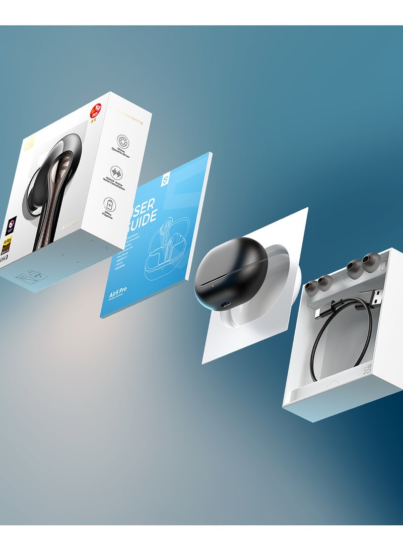 SoundPEATS - Air5 Pro Wireless Earphones 55dB Noise Cancelling QCC3091 LDAC/aptX Lossless Hi-Res Snapdragon Sound Compatible Bluetooth 5.4 Lossless Sound Quality Multi-point / Hybrid ANC/ External Sound Intake Mode / 6-mic AI Calls / Dedicated App / IPX5 Waterproof [VGP 2025 Gold Award] black - Image 1