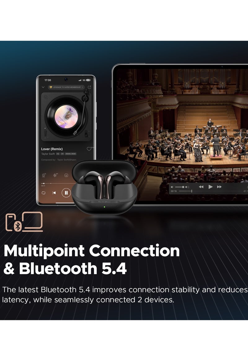 SoundPEATS Air5 Pro Wireless Earphones 55dB Noise Cancelling QCC3091 LDAC/aptX Lossless Hi-Res Snapdragon Sound Compatible Bluetooth 5.4 Lossless Sound Quality Multi-point / Hybrid ANC/ External Sound Intake Mode / 6-mic AI Calls / Dedicated App / IPX5 Waterproof [VGP 2025 Gold Award] black  - Image 5