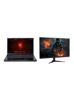 أيسر Nitro 5 AN515 Gaming Laptop With With 15.6 Inch Full HD (1920x1080) Display, Core i5 13420H Processor/8GB RAM DDR5/512GB SSD/4GB Nvidia GeForce GTX 2050 Graphics/ No DVD/DOS(Without Windows)+Gaming Monitor With 23.8 Inch Full HD (1920x1080)/ English/Arabic Black  - Image 1