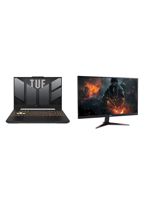 F15 (Upgraded Version) Gaming Laptop With 15.6-Inch Full HD (1920X1080) Display, Core i7-12700H Processor/16GB RAM DDR4/1TB SSD/Windows 11/4GB NVIDIA GeForce RTX 3050 Graphics+ Gaming Monitor With 23.8-Inch Full HD (1920x1080)/ English/Arabic Black