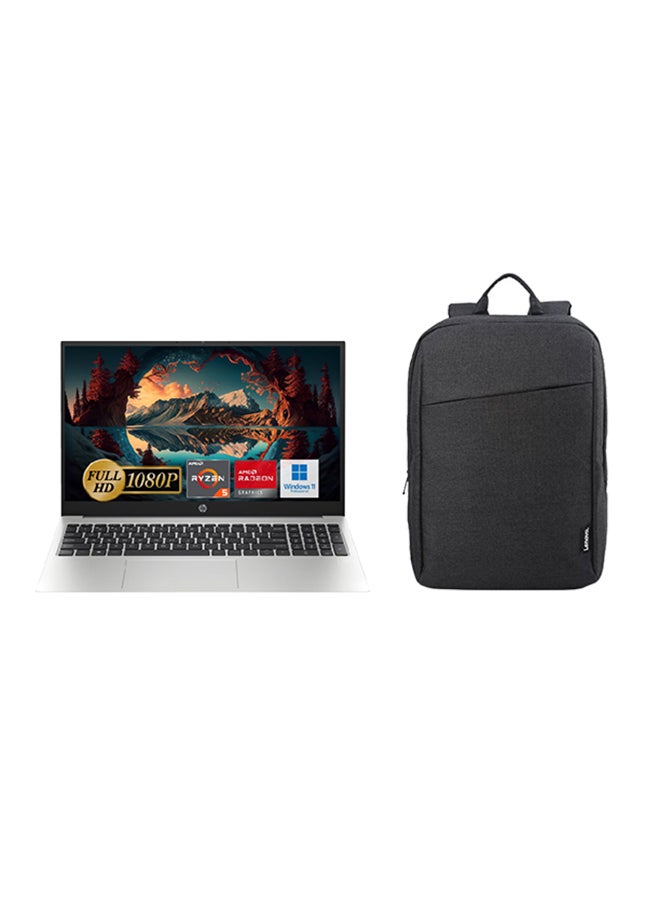 HP 255 G10 (Upgraded Version) Laptop With 15.6 Inch Full HD (1920X1080) Display, AMD Ryzen 5-7530U Processor/16GB RAM DDR5/512GB SSD/Windows 11 Pro/AMD Radeon Graphics + Laptop Backpack For Lenovo B210 English/Arabic Silver  - Image 1