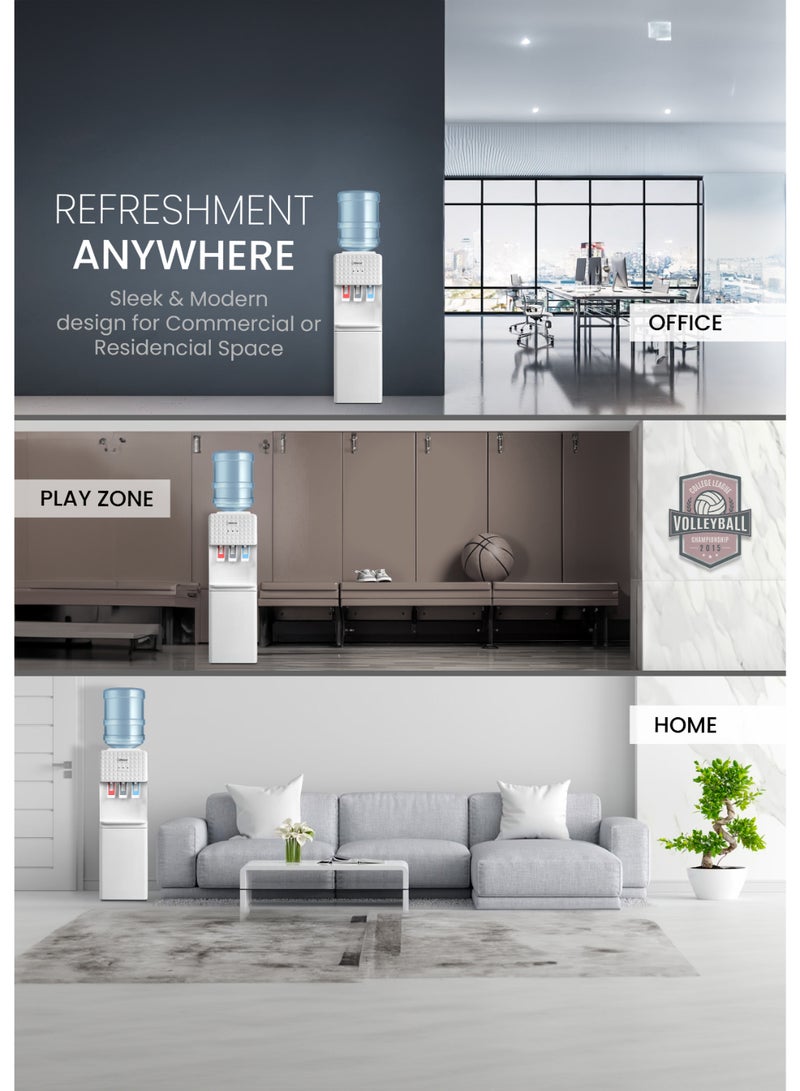 Nobel NOBEL Premium Freestanding Water Dispenser with Hot, Cold, and Normal Water Options, Strong ABS Body - NWD1602I NWD1602I white  - Image 5