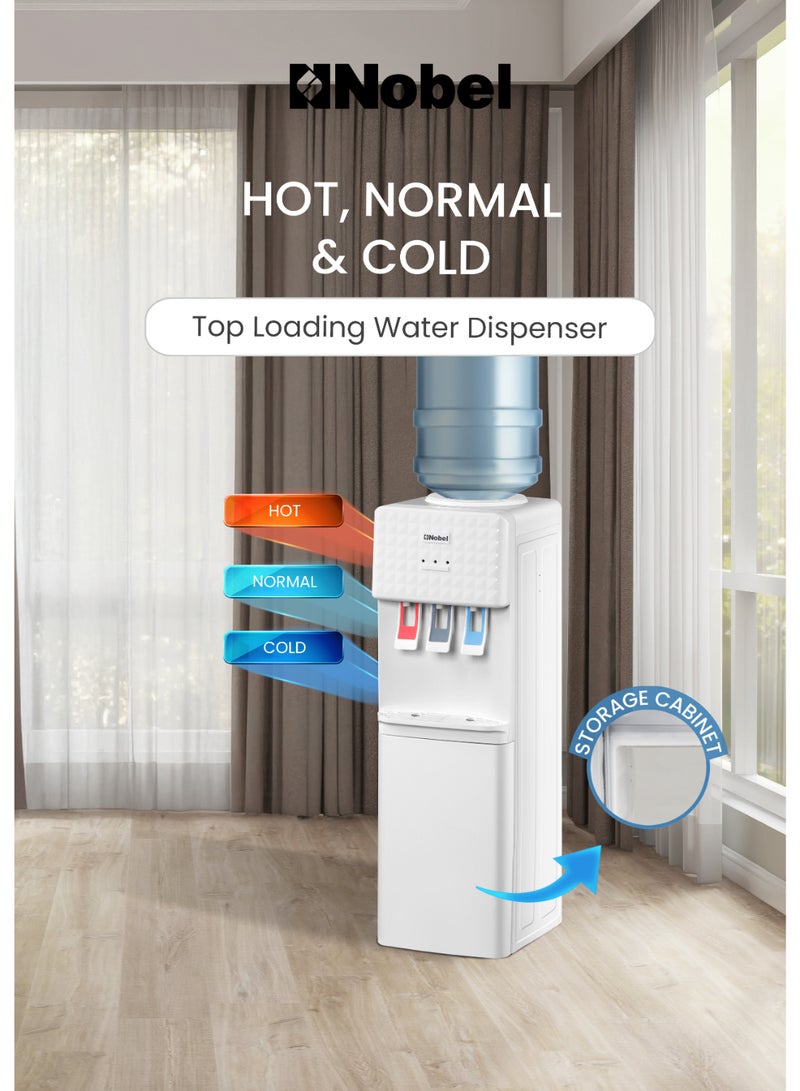 Nobel NOBEL Premium Freestanding Water Dispenser with Hot, Cold, and Normal Water Options, Strong ABS Body - NWD1602I NWD1602I white  - Image 2