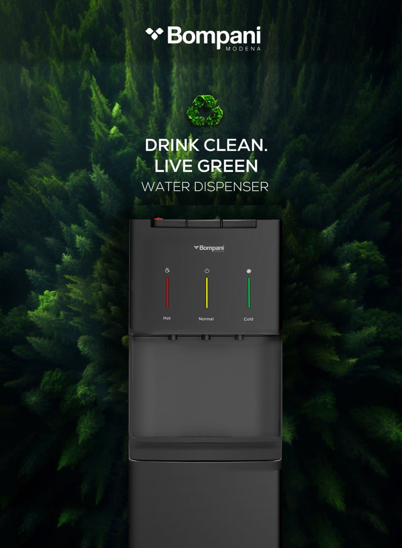 BOMPANI High-Performance Freestanding Water Dispenser with Hot, Cold & Normal Water, Bottom Loading & Thermostat - BWD302F BWD302F black