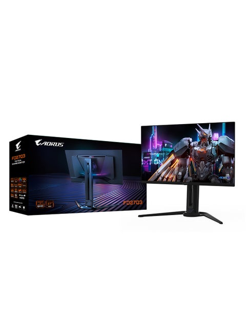 AORUS FO27Q3 27" QD-OLED Gaming Monitor – 2K QHD, 360Hz, 0.03ms GTG, Anti-Reflection, HDMI 2.1 x2, DP 1.4, USB-C (Alt Mode, 18W PD), KVM, FreeSync Premium Pro, Built-in 5W x2 Speakers, RGB Fusion 2.0, Tactical Features, Tilt/Swivel/Pivot/Height Adjust, VESA 100x100, 53W, Black Equalizer 2.0, OSD Sidekick, Crosshair, Night Vision, Kensington Lock black