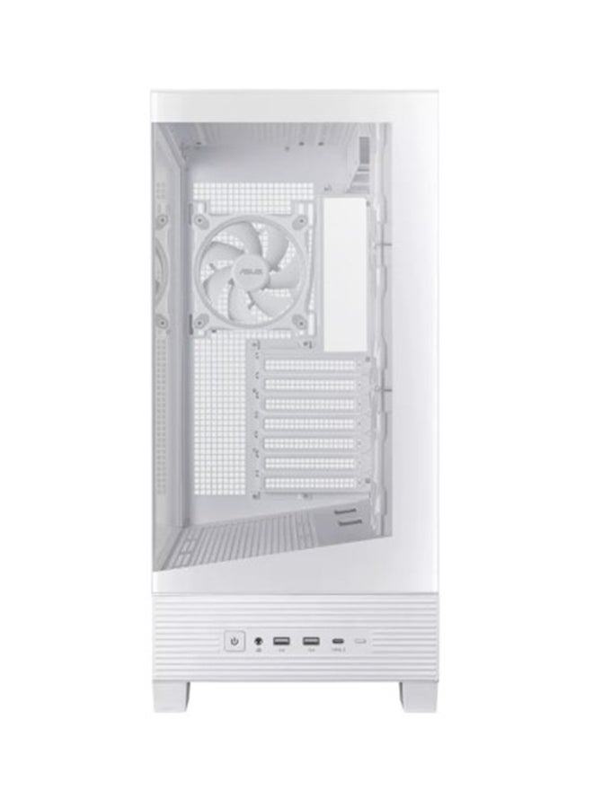 ASUS A31 PLUS ATX Mid Tower Case, BTF Motherboard Compatible, Tempered Glass Front & Side Panels, 4x Pre-Installed ARGB 120mm Fans, Supports 360mm Radiator, 2x 2.5"/3.5" Bays, 7 Expansion Slots, USB 3.2 Gen 2x2 Type-C, Dual USB 3.2 Gen1, 34mm Cable Management, Removable Dust Filters, 8° Angled Base Design for Enhanced Airflow, White | 90DC00R3-B19000  - Image 4
