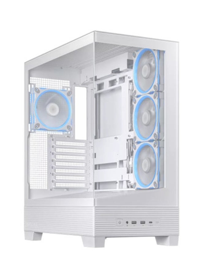 ASUS A31 PLUS ATX Mid Tower Case, BTF Motherboard Compatible, Tempered Glass Front & Side Panels, 4x Pre-Installed ARGB 120mm Fans, Supports 360mm Radiator, 2x 2.5"/3.5" Bays, 7 Expansion Slots, USB 3.2 Gen 2x2 Type-C, Dual USB 3.2 Gen1, 34mm Cable Management, Removable Dust Filters, 8° Angled Base Design for Enhanced Airflow, White | 90DC00R3-B19000  - Image 2
