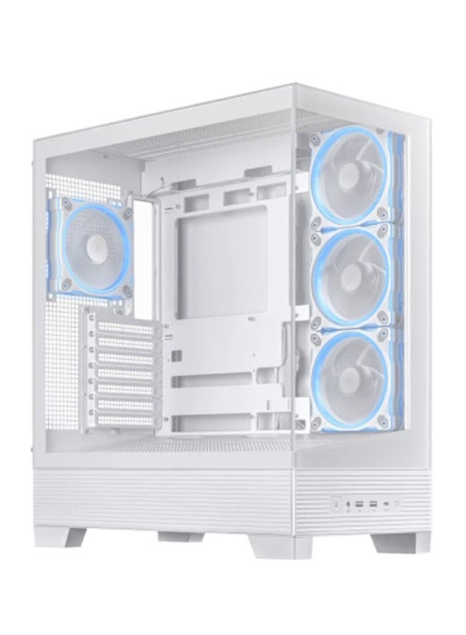 ASUS A31 PLUS ATX Mid Tower Case, BTF Motherboard Compatible, Tempered Glass Front & Side Panels, 4x Pre-Installed ARGB 120mm Fans, Supports 360mm Radiator, 2x 2.5"/3.5" Bays, 7 Expansion Slots, USB 3.2 Gen 2x2 Type-C, Dual USB 3.2 Gen1, 34mm Cable Management, Removable Dust Filters, 8° Angled Base Design for Enhanced Airflow, White | 90DC00R3-B19000  - Image 3