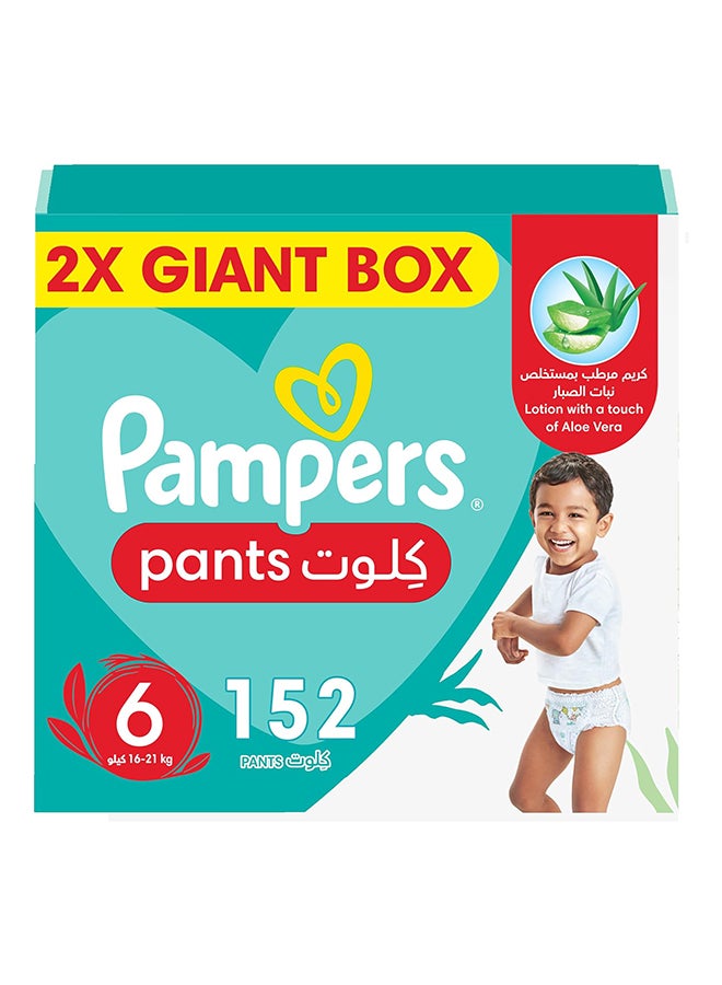Pampers Pack Of 152 Baby Dry Pants Diapers With Aloe Vera Lotion, 360 Fit And Up To 100% Leakproof, Size 6, 16 - 21 Kg - Image 1