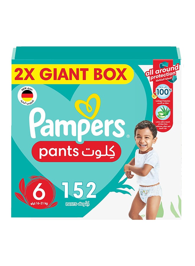 Pampers Pack Of 152 Baby Dry Pants Diapers With Aloe Vera Lotion, 360 Fit And Up To 100% Leakproof, Size 6, 16 - 21 Kg - Image 2