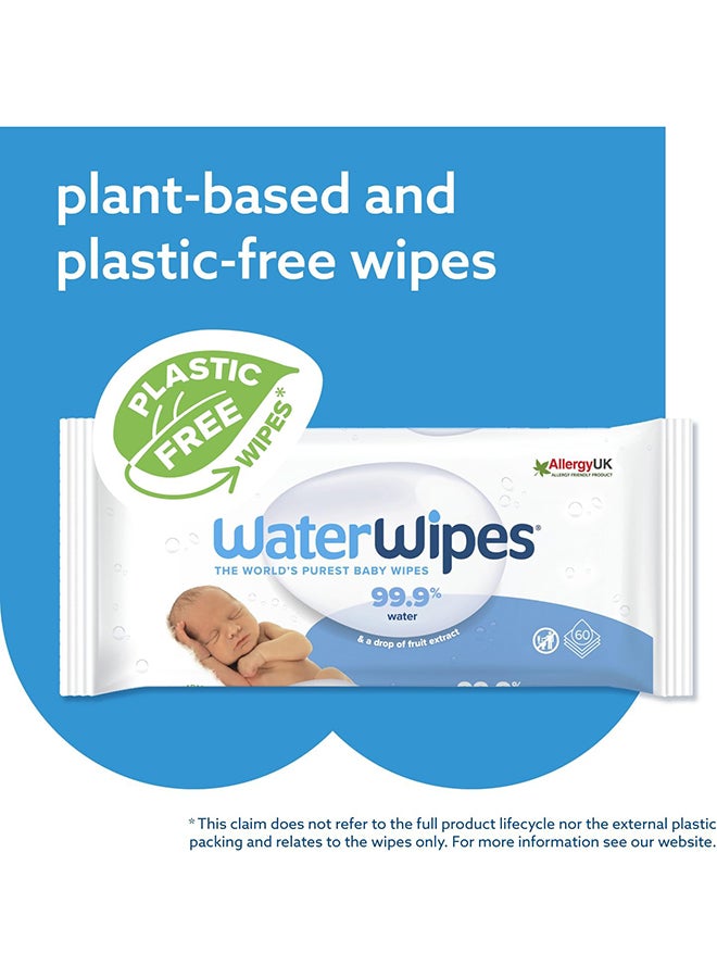 ووتر وايبس Pack Of 1080 Plastic-Free Original Baby Wipes, 99.9% Water Based Wipes, Unscented for Sensitive Skin, 18 Packs  - Image 5