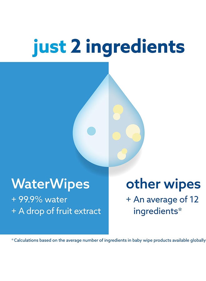 ووتر وايبس Pack Of 1080 Plastic-Free Original Baby Wipes, 99.9% Water Based Wipes, Unscented for Sensitive Skin, 18 Packs  - Image 3