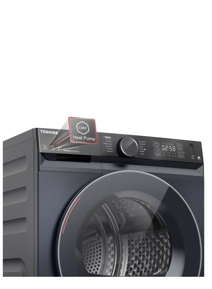 Toshiba Washing Front Loading Washing Machine TD-BK112GHEG(MK) Heat Pump, Sense Dry, Anti-wrinkle, UV sanitization, Antibacterial gasket, WIFI, Wool care 10.2 kg 6221284000386 Morandi Grey  - Image 4