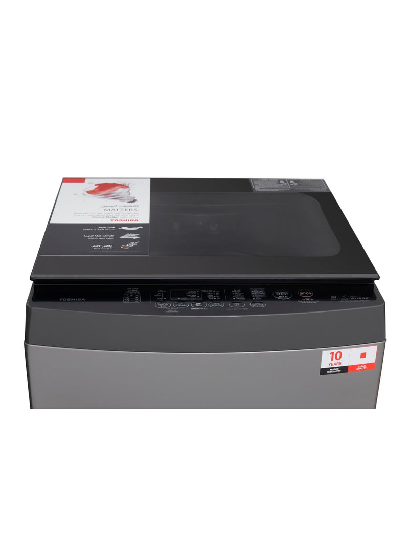 Toshiba - Toshiba Top loading Washing machine AW-UK1000HUPEG(SK), Ultra Fine Bubble, Great Waves, Fuzzy, Soft Close, Easy Kit, Inlet Water Filter 10 KG Silver 10 kg 6221284001215 Silver - Image 1