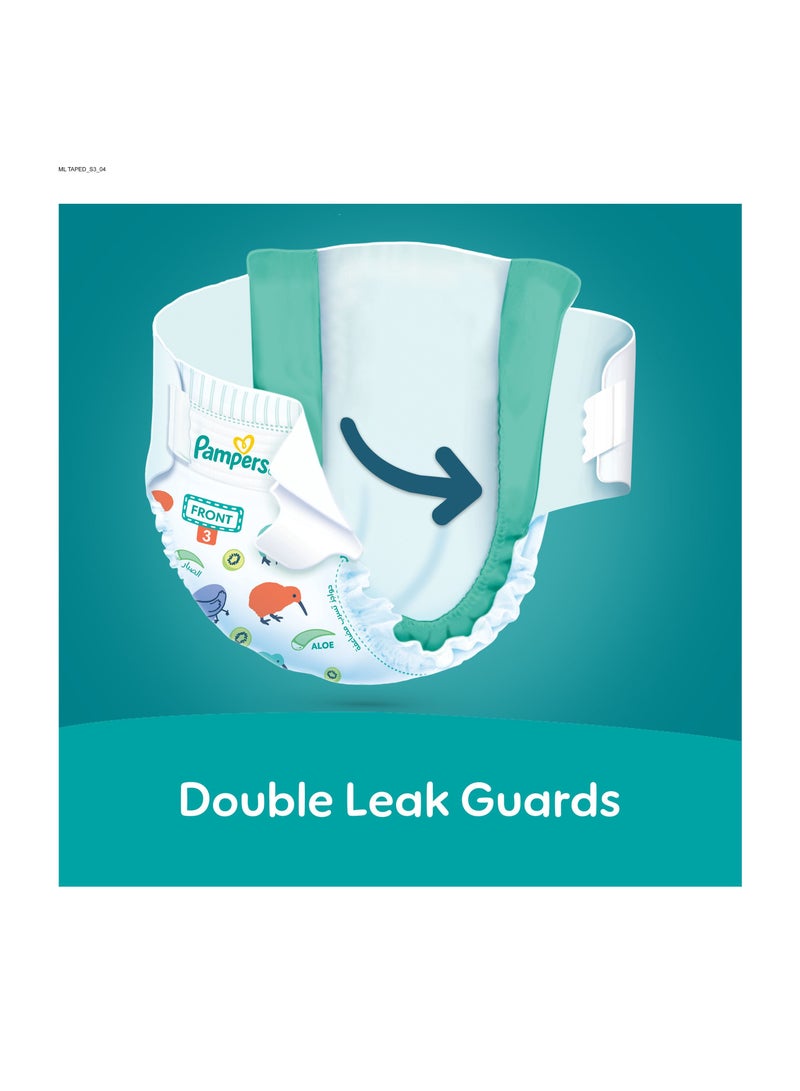 بامبرز حماية من الطفح والتسرب حجم 3 6-10 كجم حفاضات لاصقة مع لوشن الألوة فيرا صندوق توفير كبير - 228 قطعة - Image 5