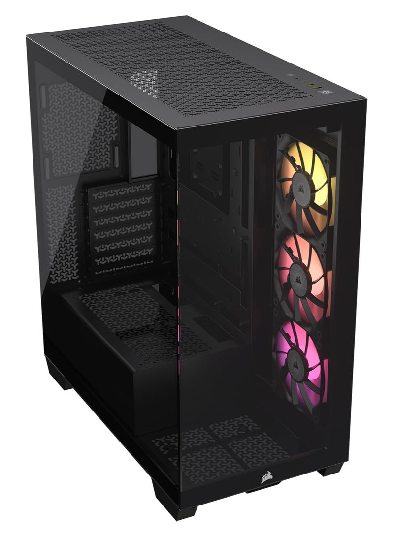 CORSAIR iCUE LINK 3500X RGB Mid-Tower ATX PC Case – Panoramic Tempered Glass – Reverse Connection Motherboard Compatible – 3x CORSAIR iCUE LINK RX120 RGB Fans Included, Black - Image 1