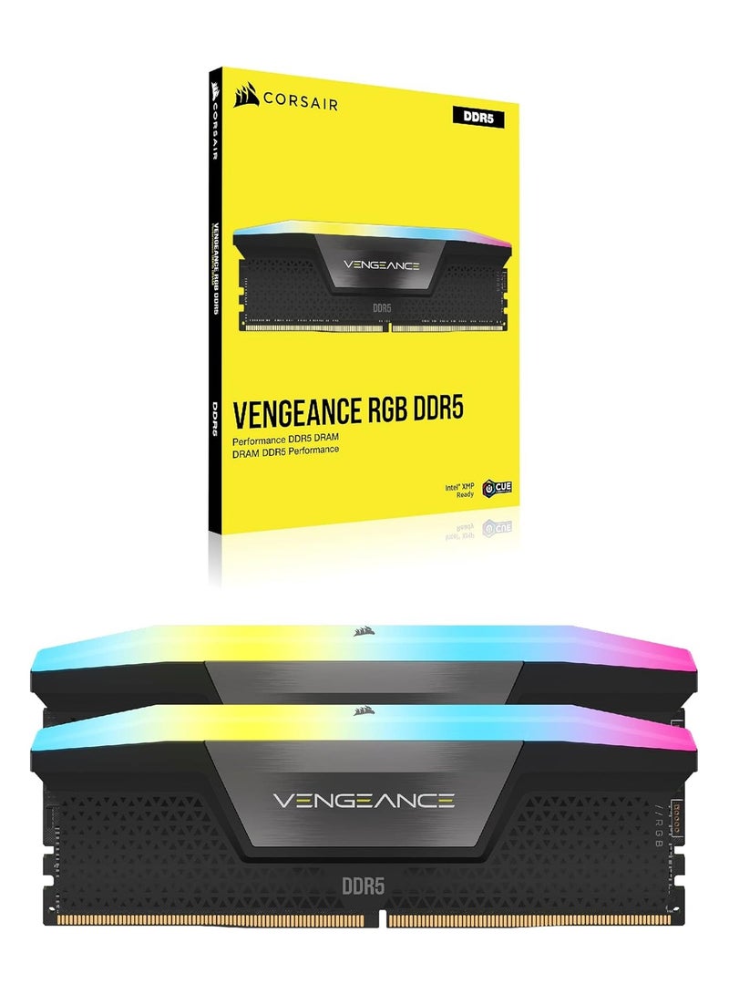 كورسير - VENGEANCE RGB DDR5 RAM 32GB (2x16GB) 6000MHz CL30 Intel XMP iCUE Compatible Computer Memory - CMH32GX5M2B6000C30 | Black - Image 1