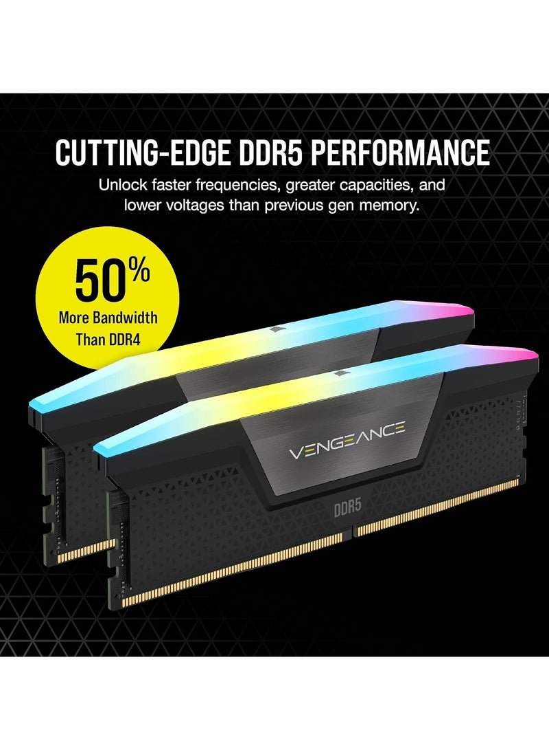 كورسير VENGEANCE RGB DDR5 RAM 32GB (2x16GB) 6000MHz CL30 Intel XMP iCUE Compatible Computer Memory - CMH32GX5M2B6000C30 | Black  - Image 3