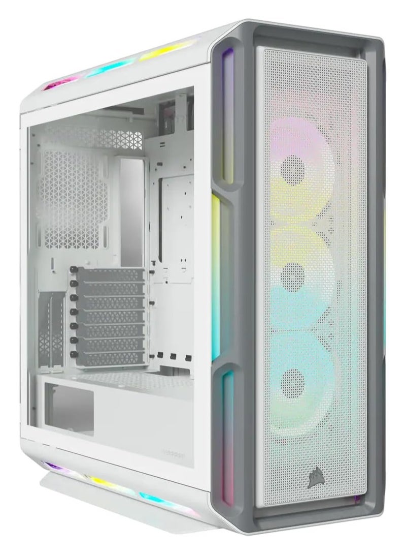CORSAIR Icue 5000T Rgb Mid-Tower Atx Pc Case-208 Individually Addressable Rgb Leds-Fits Multiple 360mm Radiators-Easy Cable Management-3 Included Corsair Ll120 Rgb Fans- White 