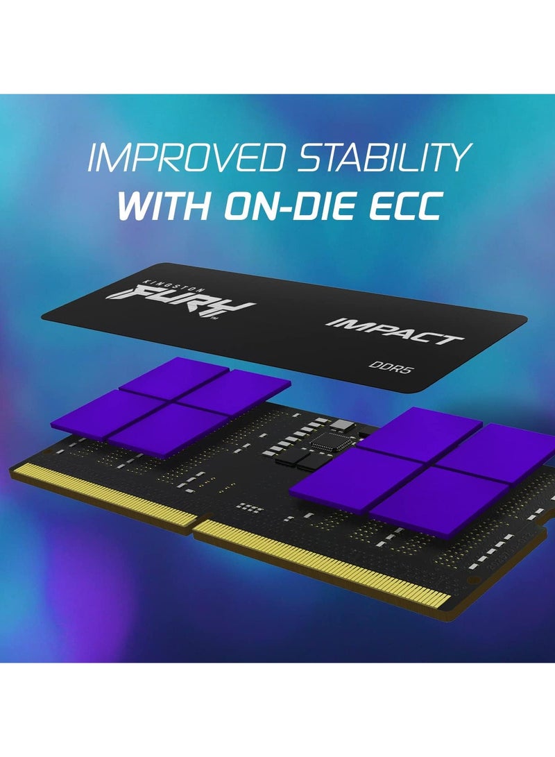 كينغستون - FURY Impact 16GB 6000MT/s CL38 DDR5 SODIMM | Intel XMP 3.0 | Plug N Play | Laptop Memory | Single Module | KF560S38IB-16 Black - Image 1
