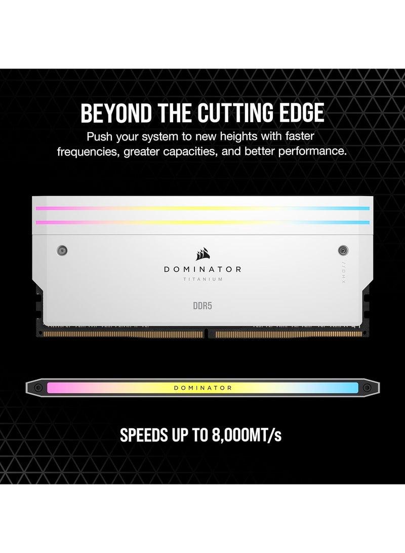 كورسير Dominator Titanium RGB DDR5 RAM 32GB (2x16GB) DDR5 6400MHz CL32 Intel XMP iCUE Compatible Computer Memory - CMP32GX5M2B6400C32W | White  - Image 4