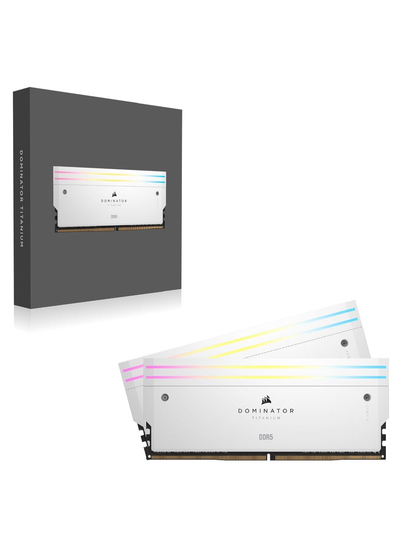 كورسير Dominator Titanium RGB DDR5 RAM 32GB (2x16GB) DDR5 6400MHz CL32 Intel XMP iCUE Compatible Computer Memory - CMP32GX5M2B6400C32W | White  - Image 2