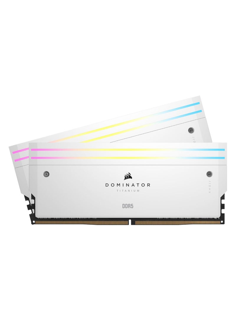 كورسير Dominator Titanium RGB DDR5 RAM 32GB (2x16GB) DDR5 6400MHz CL32 Intel XMP iCUE Compatible Computer Memory - CMP32GX5M2B6400C32W | White  - Image 1