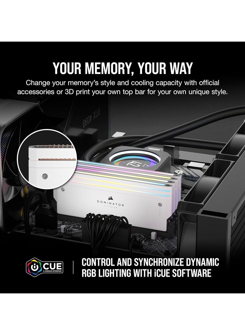 كورسير Dominator Titanium RGB DDR5 RAM 32GB (2x16GB) DDR5 6400MHz CL32 Intel XMP iCUE Compatible Computer Memory - CMP32GX5M2B6400C32W | White  - Image 5